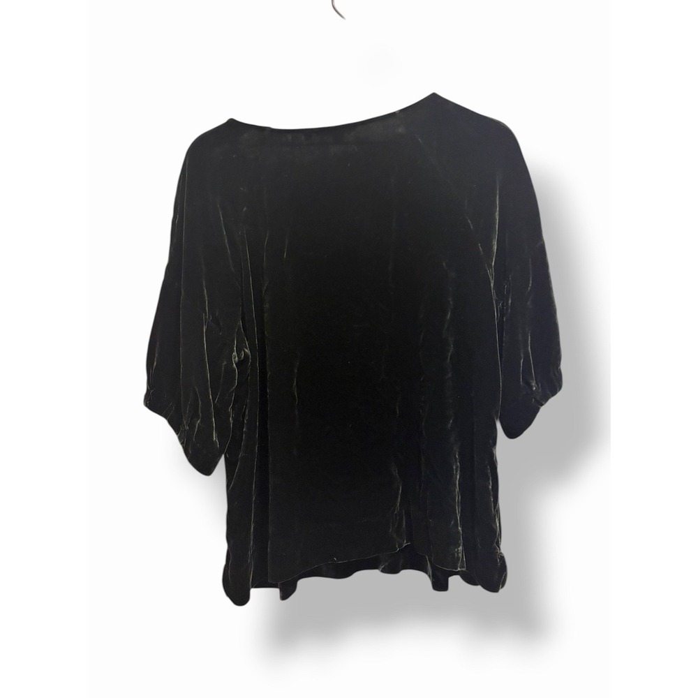 Boden Dark Green Velvet Blouse Top Women's XL US 16 Silk Blend Loose Fit Luxe - Picture 10 of 10